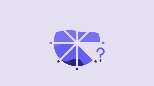 Círculo Azul Piezas Icono Aislado Sobre Fondo Púrpura Animación Gráfica — Vídeo de stock