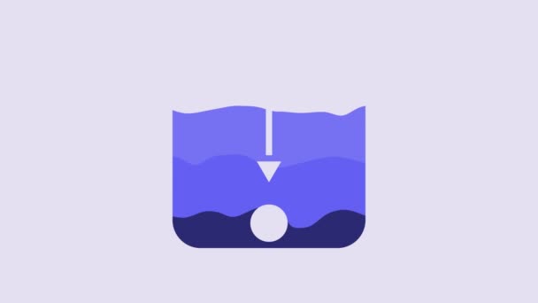 Icono Medición Profundidad Azul Aislado Sobre Fondo Púrpura Profundidad Animación — Vídeos de Stock