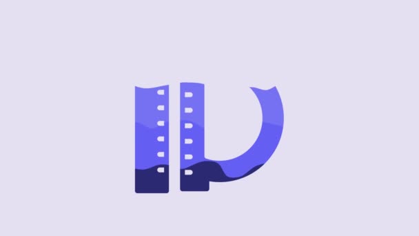 Blue Protractor Grid Measuring Degrees Icon Isolated Purple Background Tilt — Wideo stockowe