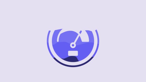 Blue Speedometer Icon Isolated Purple Background Video Motion Graphic Animation — Stock Video
