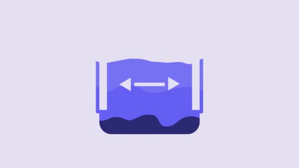 Icono Medición Del Área Azul Aislado Sobre Fondo Púrpura Animación — Vídeos de Stock