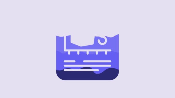 Icono Medición Del Área Azul Aislado Sobre Fondo Púrpura Animación — Vídeos de Stock