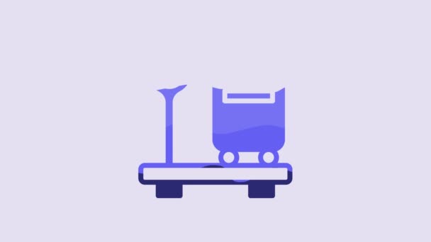 Blue Scale Suitcase Icon Isolated Purple Background Logistic Delivery Weight — Stockvideo