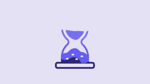 Blue Old Hourglass Flowing Sand Icon Isolated Purple Background Sand — Stok video