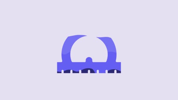 Blue Protractor Grid Measuring Degrees Icon Isolated Purple Background Tilt — Stockvideo