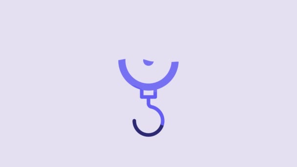 Blue Hand Scale Spring Mechanical Icon Isolated Purple Background Video — Wideo stockowe