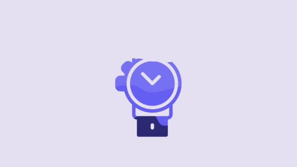 Blue Wrist Watch Icon Isolated Purple Background Wristwatch Icon Video — 图库视频影像