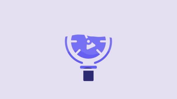 Blue Pressure Water Meter Icon Isolated Purple Background Video Motion — Vídeos de Stock
