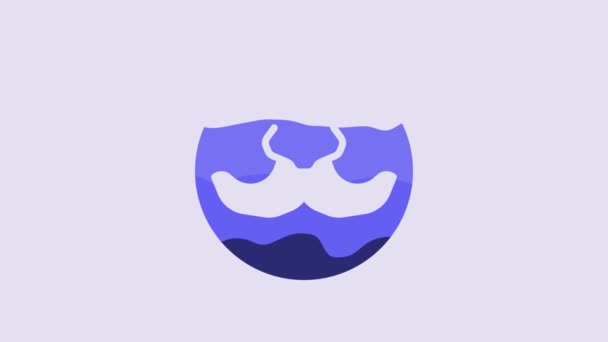 Icono Bigote Azul Aislado Sobre Fondo Púrpura Símbolo Barbería Estilo — Vídeos de Stock