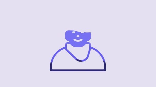 Блакитний Клієнт Перукарні Ізольований Фіолетовому Фоні Відеографічна Анімація — стокове відео