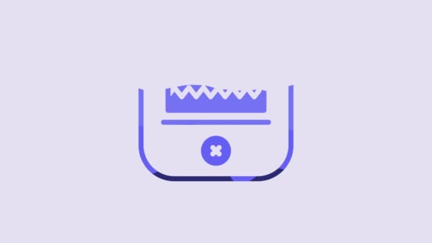Blue Electrical Hair Clipper Shaver Icon Isolated Purple Background Barbershop — Wideo stockowe