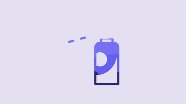 Blue Spray Can Hairspray Deodorant Antiperspirant Icon Isolated Purple Background — ストック動画