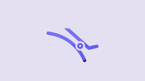 Niebieski Spinacz Włosów Ikona Izolowane Fioletowym Tle Animacja Graficzna Ruchu — Wideo stockowe