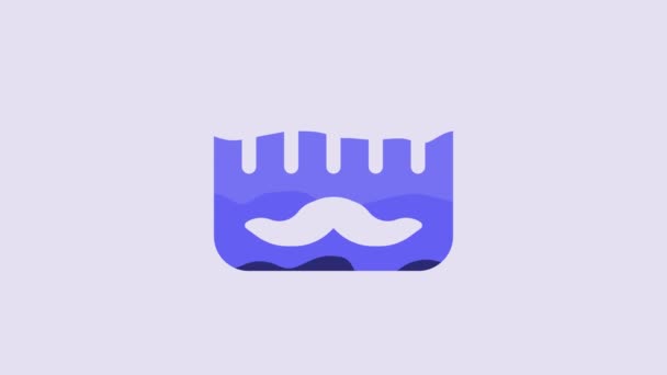 Blue Hairbrush Icon Isolated Purple Background Comb Hair Sign Barber — Vídeos de Stock