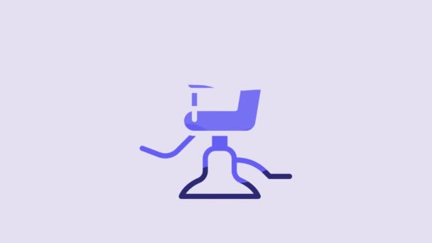 Μπλε Κουρείο Καρέκλα Εικονίδιο Απομονώνονται Μωβ Φόντο Πινακίδα Πολυθρόνας Κουρέα — Αρχείο Βίντεο
