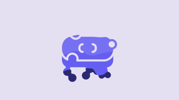 泡のアイコンが紫色の背景に隔離された石鹸のブルーバー 泡の石鹸バー 4Kビデオモーショングラフィックアニメーション — ストック動画