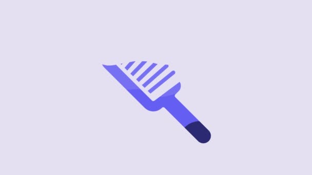 Blue Hairbrush Icon Isolated Purple Background Comb Hair Sign Barber — Stock Video