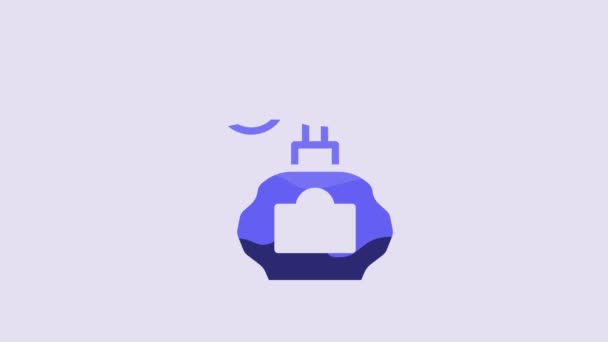 Botella Aftershave Azul Con Icono Atomizador Aislado Sobre Fondo Púrpura — Vídeo de stock