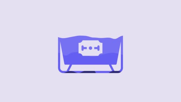 Blue Blade Razor Icon Isolated Purple Background Video Motion Graphic — Vídeo de stock
