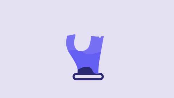 Blue Medical Rubber Gloves Icon Isolated Purple Background Protective Rubber — Stockvideo