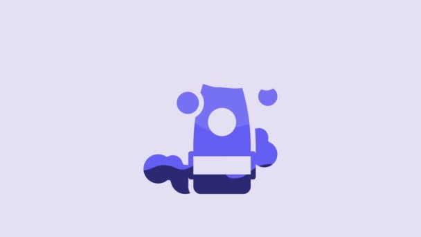 Niebieska Butelka Ikony Szamponu Wyizolowana Fioletowym Tle Animacja Graficzna Ruchu — Wideo stockowe