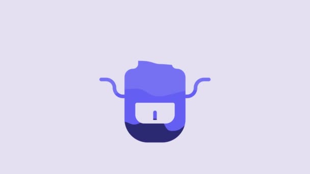 Delantal Barbero Azul Icono Aislado Sobre Fondo Púrpura Delantal Peluquero — Vídeos de Stock
