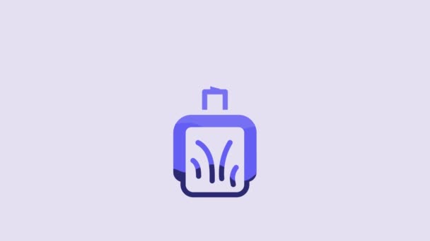 Blue Dustpan Icon Isolated Purple Background Cleaning Scoop Services Video — 图库视频影像