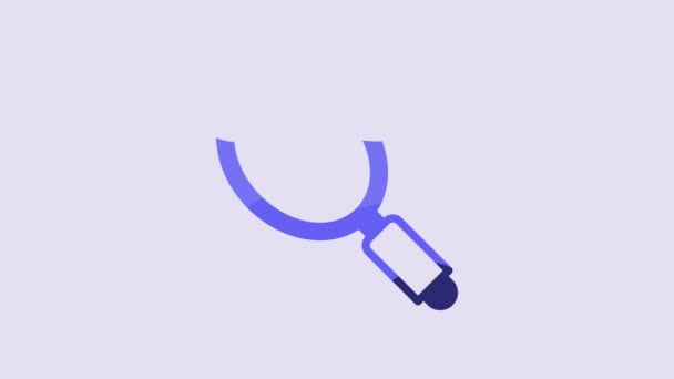 Blue Hand Mirror Icon Isolated Purple Background Video Motion Graphic — 图库视频影像