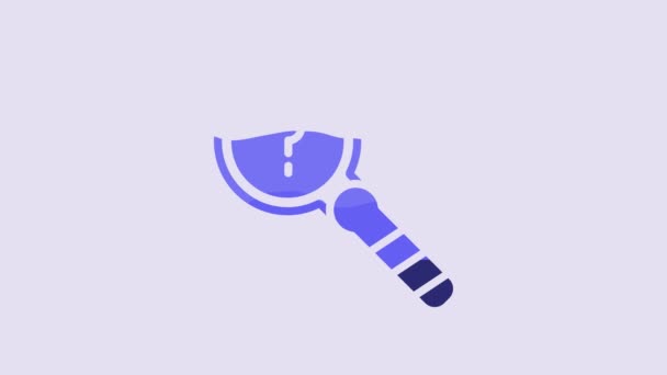 Blue Unknown Search Icon Isolated Purple Background Magnifying Glass Question — Stock Video