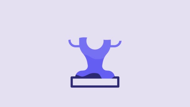 Ikona Blue Award Cup Izolované Fialovém Pozadí Symbol Vítězné Trofeje — Stock video