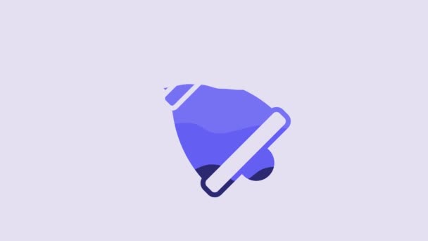 Blue Timbre Icono Campana Aislado Sobre Fondo Púrpura Símbolo Alarma — Vídeos de Stock
