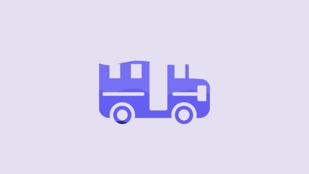 Icône Bus Scolaire Bleu Isolé Sur Fond Violet Symbole Des — Video