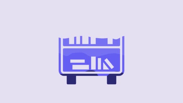 Blue Shelf Books Icon Isolated Purple Background Shelves Sign Video — Wideo stockowe