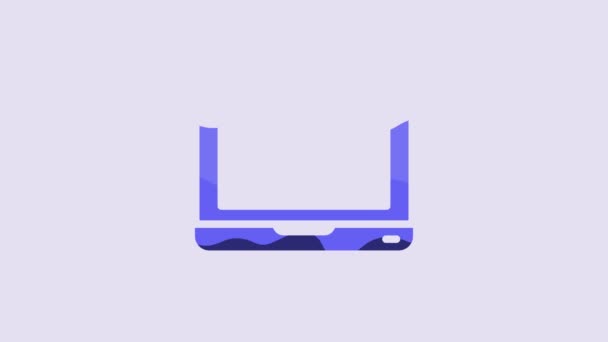 아이콘은 보라색 배경에서 분리되었습니다 표시가 컴퓨터 노트북 비디오 그래픽 애니메이션 — 비디오