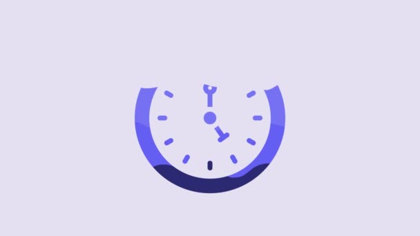 Ikona Blue Clock Odizolowana Fioletowym Tle Symbol Czasu Animacja Graficzna — Wideo stockowe