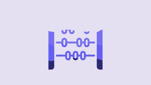 Blue Abacus Icon Isolated Purple Background Traditional Counting Frame Education — Vídeos de Stock