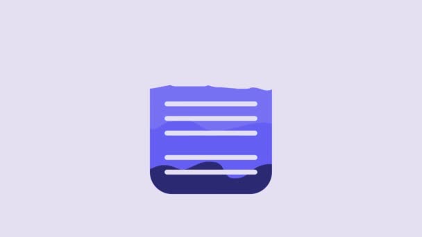 Icono Carpeta Dossier Azul Aislado Sobre Fondo Púrpura Animación Gráfica — Vídeos de Stock