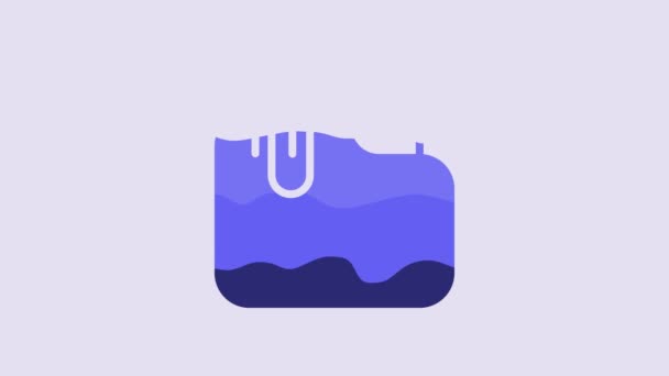 Blue Document Folder Paper Clip Icon Isolated Purple Background Accounting — Stok video