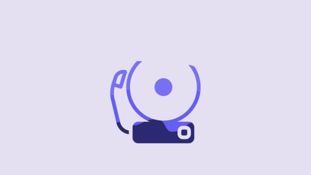 Blue Ringing Alarm Bell Icon Isolated Purple Background Alarm Symbol — Video
