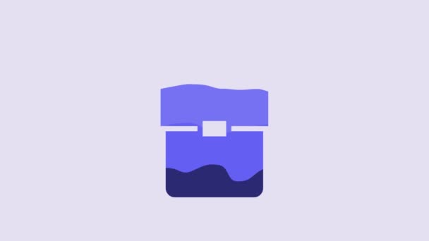Blue School Backpack Icon Isolated Purple Background Video Motion Graphic — Stockvideo