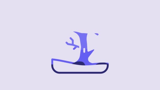 Icono Del Árbol Desnudo Azul Aislado Sobre Fondo Púrpura Animación — Vídeo de stock