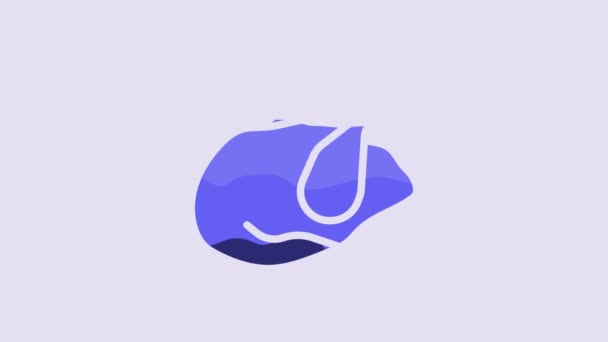 Blue Roasted Turkey Chicken Icon Isolated Purple Background Video Motion — 图库视频影像