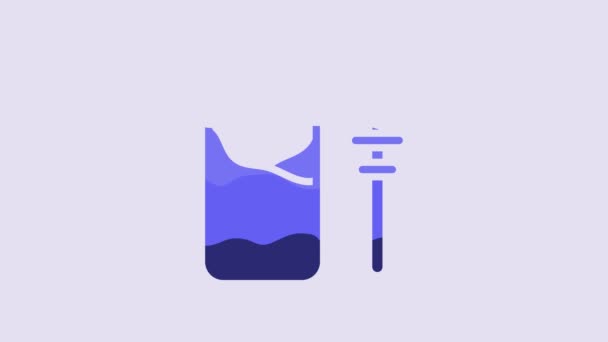 Blue Jar Honey Honey Dipper Stick Icon Isolated Purple Background — Stock Video