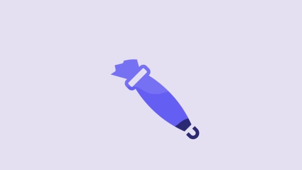 Иконка Синий Зонтик Выделена Фиолетовом Фоне Концепция Страхования Водонепроницаемый Значок — стоковое видео