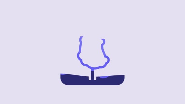 Піктограма Синього Дерева Ізольована Фіолетовому Фоні Лісовий Символ Відео Рух — стокове відео