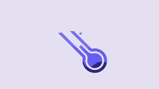Blue Meteorology Thermometer Measuring Icon Isolated Purple Background Thermometer Equipment — Vídeo de stock