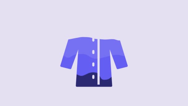 Blue Raincoat Icon Isolated Purple Background Video Motion Graphic Animation — Vídeo de Stock