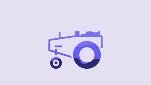 Blue Tractor Icon Isolated Purple Background Video Motion Graphic Animation — Video