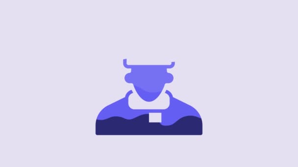 Blue Autumn Clothes Icon Isolated Purple Background Video Motion Graphic — Stockvideo