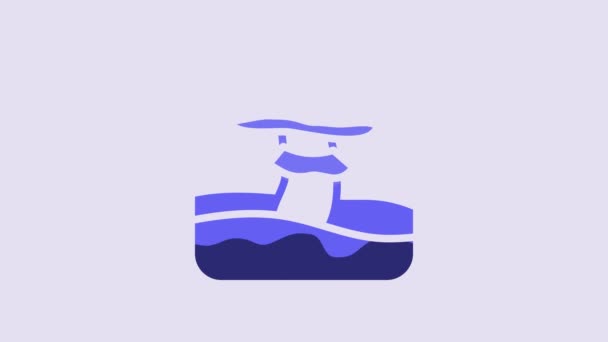 Blue Mushroom Icon Isolated Purple Background Video Motion Graphic Animation — Vídeo de Stock